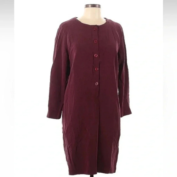 Vintage Patrick Collection 100% Silk Burgundy Button Down Sweater Dress Size 8 - Picture 1 of 2